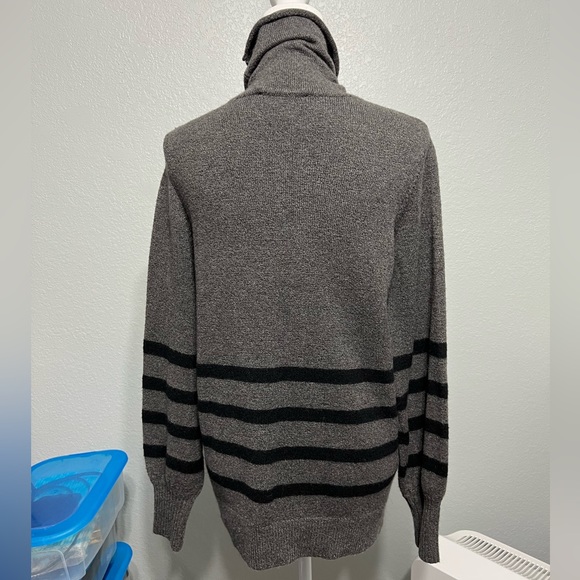 Michael Kors | gray black striped turtleneck soft & cozy wool blend - Picture 10 of 14